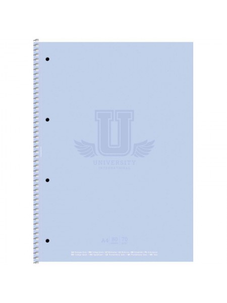 Коледж-блок А4\80арк.спіраль, клітинка, білий папір, 4шт\комплект, А4-080-6524К "Student" Школярик
