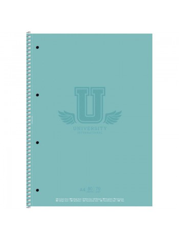 Коледж-блок А4\80арк.спіраль, клітинка, білий папір, 4шт\комплект, А4-080-6526К "Student" Школярик