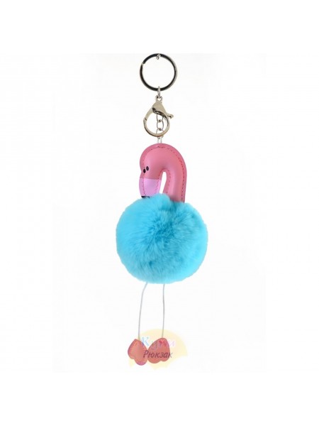 Брелок меховой для рюкзака "Flamingo" голубой Yes Weekend