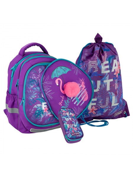Школьный набор Kite Beautiful tropics (ранец K20-700M(2p)-1+пенал+сумка для обуви)