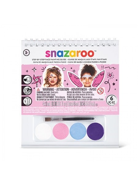 Набор красок для грима Snazaroo 4цв (белый,розовый,голубой,фиолетовый) + кисть (1174001)